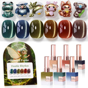 Double Rhythm front packaging showing six identical shimmer bottles and benefit of coordinated kit