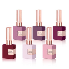 Double Rhythm front packaging showing six 15ml bottles and polished nails