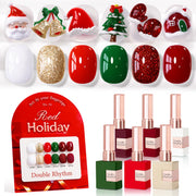 Double Rhythm front packaging showing six glitter gel bottles and benefits