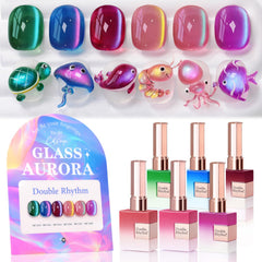 Double Rhythm front packaging showing six matching gel bottles and magnet for easy gifting