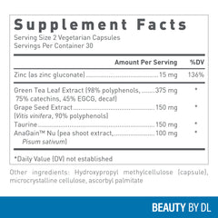 Douglas Laboratories capsules spilled from open bottle showing vegetarian capsules and usability benefit