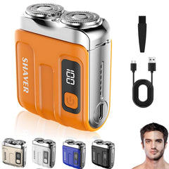DOUNIU front view of orange shaver showing compact design and brand visibility for portability