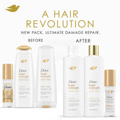 Dove conditioner texture pouring from bottle showing creamy smoothing benefit