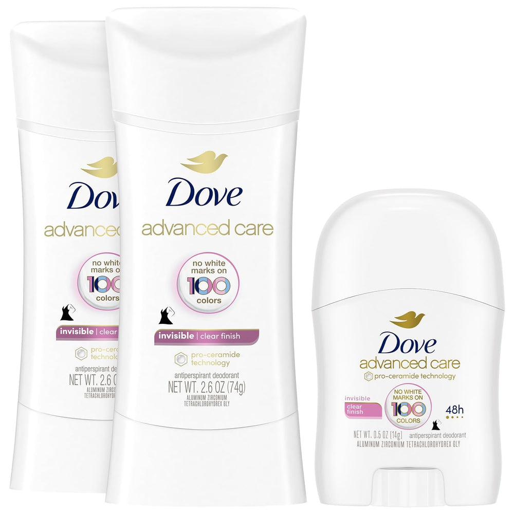 Dove front packaging showing clear finish and benefits