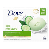 Dove front packaging showing cucumber and green tea, gentle cleansing benefit