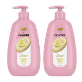 Dove bottle front packaging showing lemon glaze scent and pump benefit