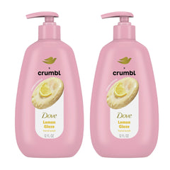 Dove bottle front packaging showing lemon glaze scent and pump benefit
