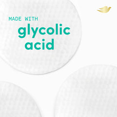 Dove pad soaked view highlighting glycolic acid formula for smoother skin