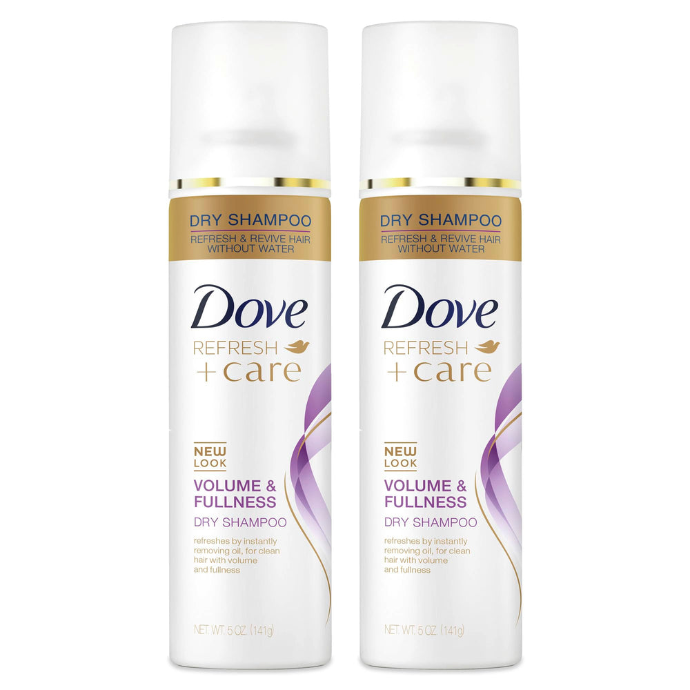 Dove dry shampoo front packaging shows product and benefits