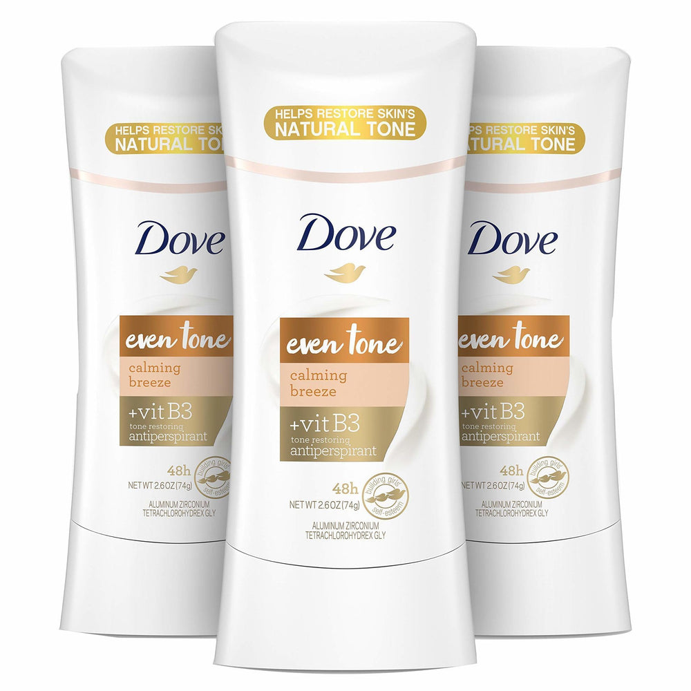 Dove Even Tone front packaging showing 3-pack and scent benefit