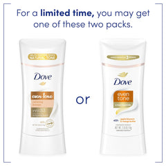 Dove Even Tone ingredients label showing niacinamide and ceramide support benefit