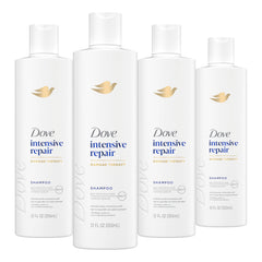 Dove shampoo front bottle showing label and benefits