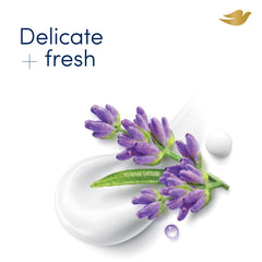 hand applying Dove Lavender Fresh to underarm demonstrating gentle glide and comfort