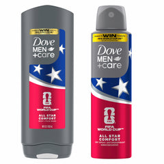 Dove Men+Care front packaging showing both products and limited-edition design benefits
