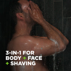Dove Men+Care bar held in hand to show size and easy grip benefit