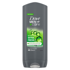 Dove Men+Care pump closeup highlighting easy dispensing and mess reduction