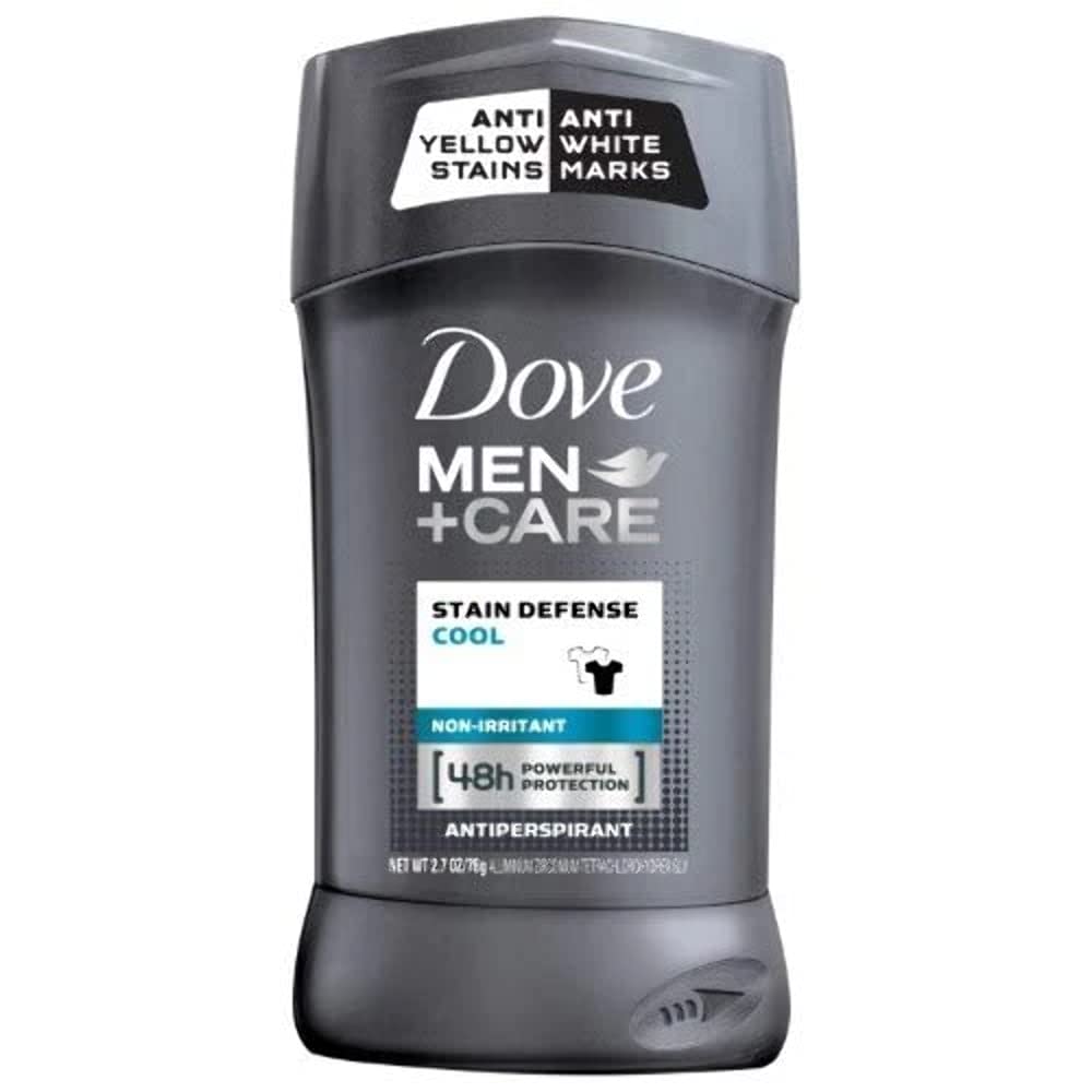 Dove Men+Care front view of stick showing label and easy grip for quick protection