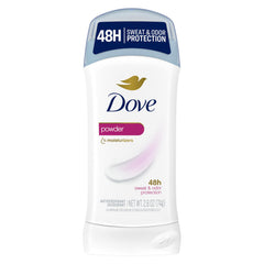 Dove front packaging showing product name and powder scent benefit
