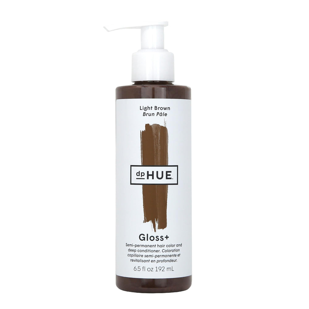 dpHUE front packaging showing Light Brown gloss and easy-use benefit