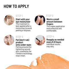 Dr. Brandt application with fingers demonstrating small amount and easy patting