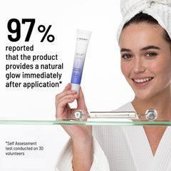 Dr. Brandt primer blended under foundation demonstrating smoother makeup application