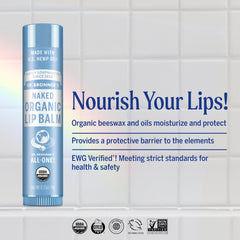 Dr. Bronner's open tube close-up showing balm texture and smooth, moisturizing finish