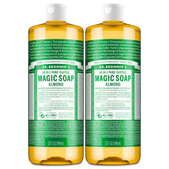 Dr. Bronner's front packaging showing almond two-pack benefits