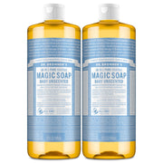 Dr. Bronner's front packaging showing clear unscented label and product benefits