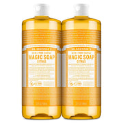 Dr. Bronner's citrus front packaging showing two 32 oz bottles and value pack benefit