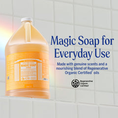 Dr. Bronner's citrus lather on hands highlighting rich foam and clean rinse