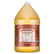 Dr. Bronner's eucalyptus gallon front label showing brand and scent benefits