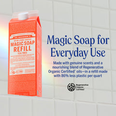 Dr. Bronner's ingredients label close-up highlighting organic regenerative oils