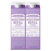 Dr. Bronner's lavender refill front packaging showing product benefits and size