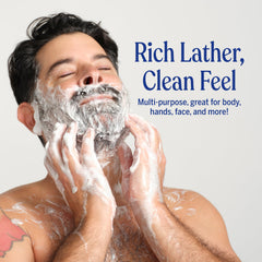Dr. Bronner's peppermint gallon being poured into a pump bottle for easy refill and reduced waste