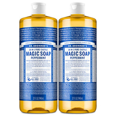 Dr. Bronner's front packaging showing peppermint 32 oz benefits
