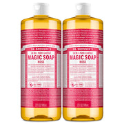 Dr. Bronner's rose bottle front view showing label and scent benefit