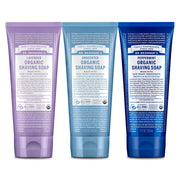 Dr. Bronner's shaving soap three-pack front view shows variety and packaging benefit