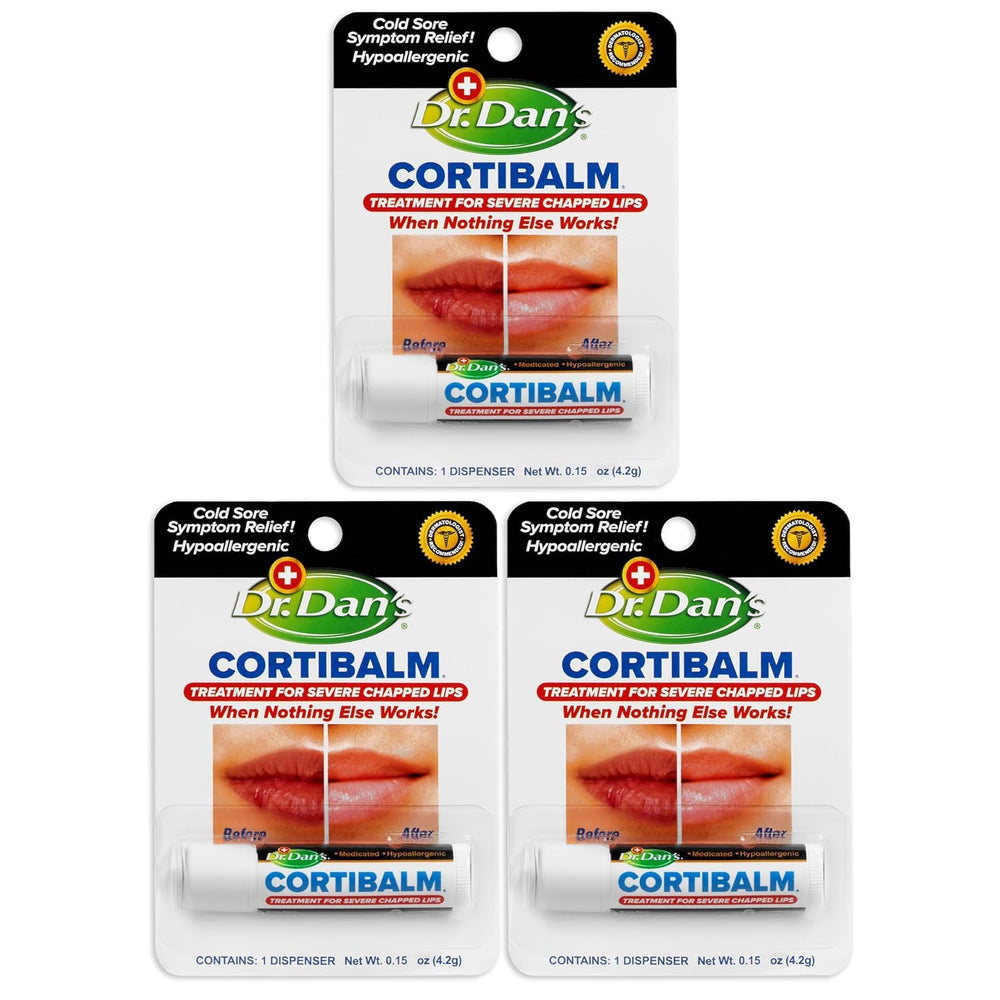 Dr. Dan's Cortibalm front packaging showing product and benefit of hydration