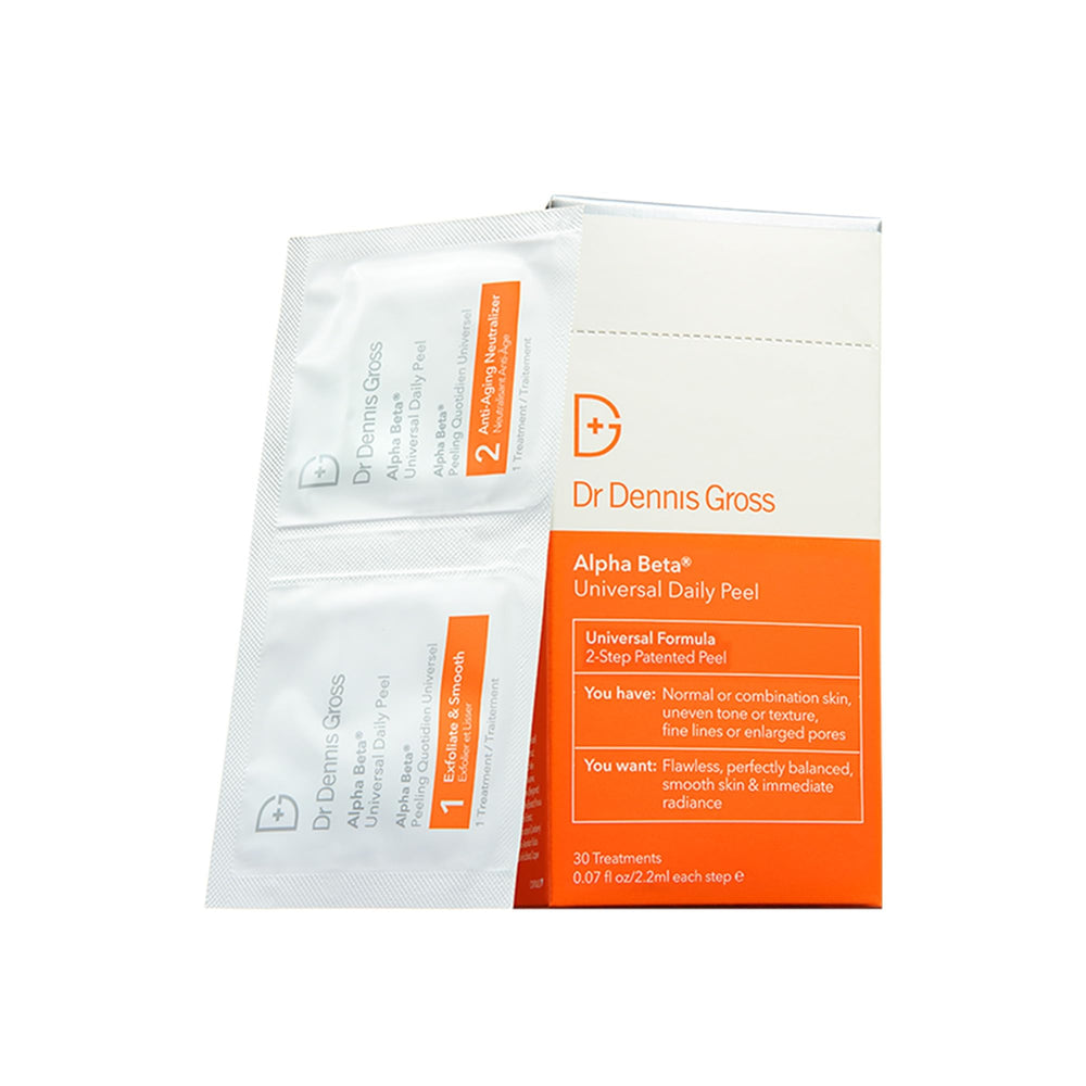 Dr Dennis Gross front packaging showing the 30-pack for at-home peels and convenience