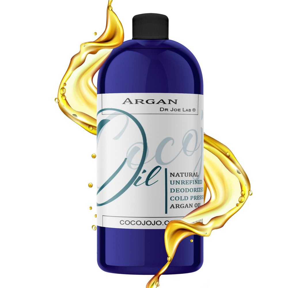 Dr Joe Lab front bottle of cocojojo argan oil showing packaging and volume benefit