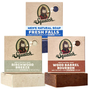Dr. Squatch three-pack front packaging showing scent trio and convenience