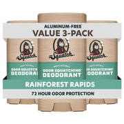 Dr. Squatch front packaging showing three deodorant sticks and clarity on scent