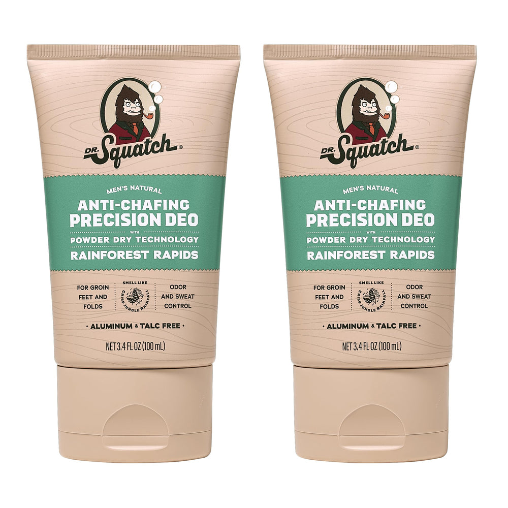 Dr. Squatch front packaging showing two-stick pack and quick-dry benefit