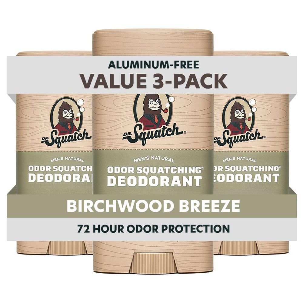 Dr. Squatch deodorant front packaging showing product and scent benefits