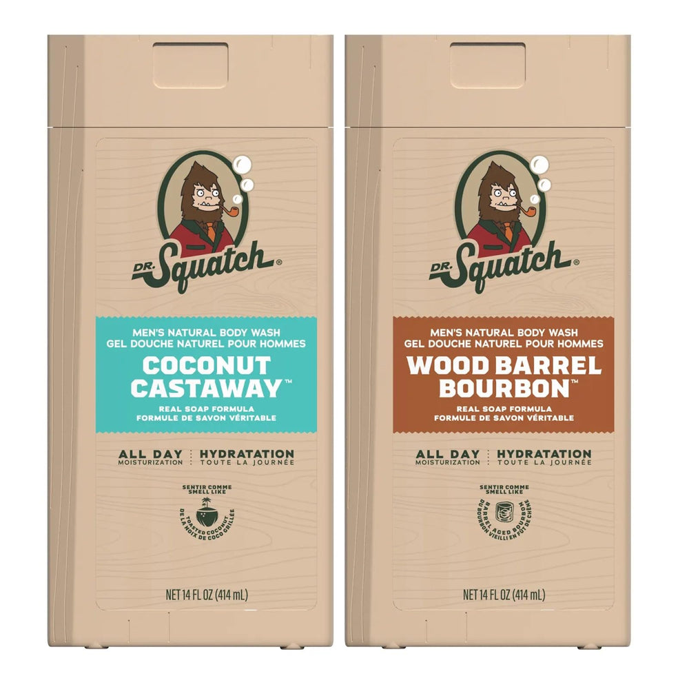Dr. Squatch front packaging showing two 14oz bottles for value and convenience