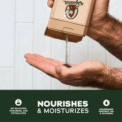 Dr. Squatch bottle in shower on shelf illustrating easy daily use