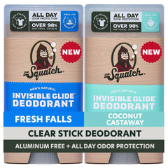 Dr. Squatch front packaging showing two deodorant sticks and brand clarity