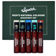 Dr. Squatch front packaging showing five mini colognes for easy scent sampling