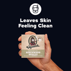 Dr. Squatch Mountain Meadow bar closeup showing texture and a fresh green scent benefit