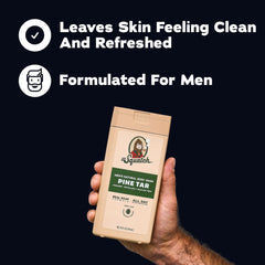 Dr. Squatch pump and label detail highlighting natural formula benefits